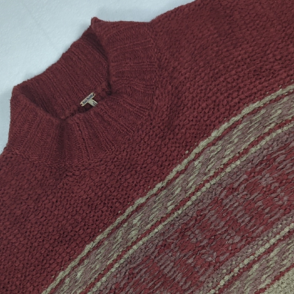 Free People Labyrinth Stripe Colorblock Poncho Medium Large Angora‎ Wool Blend
